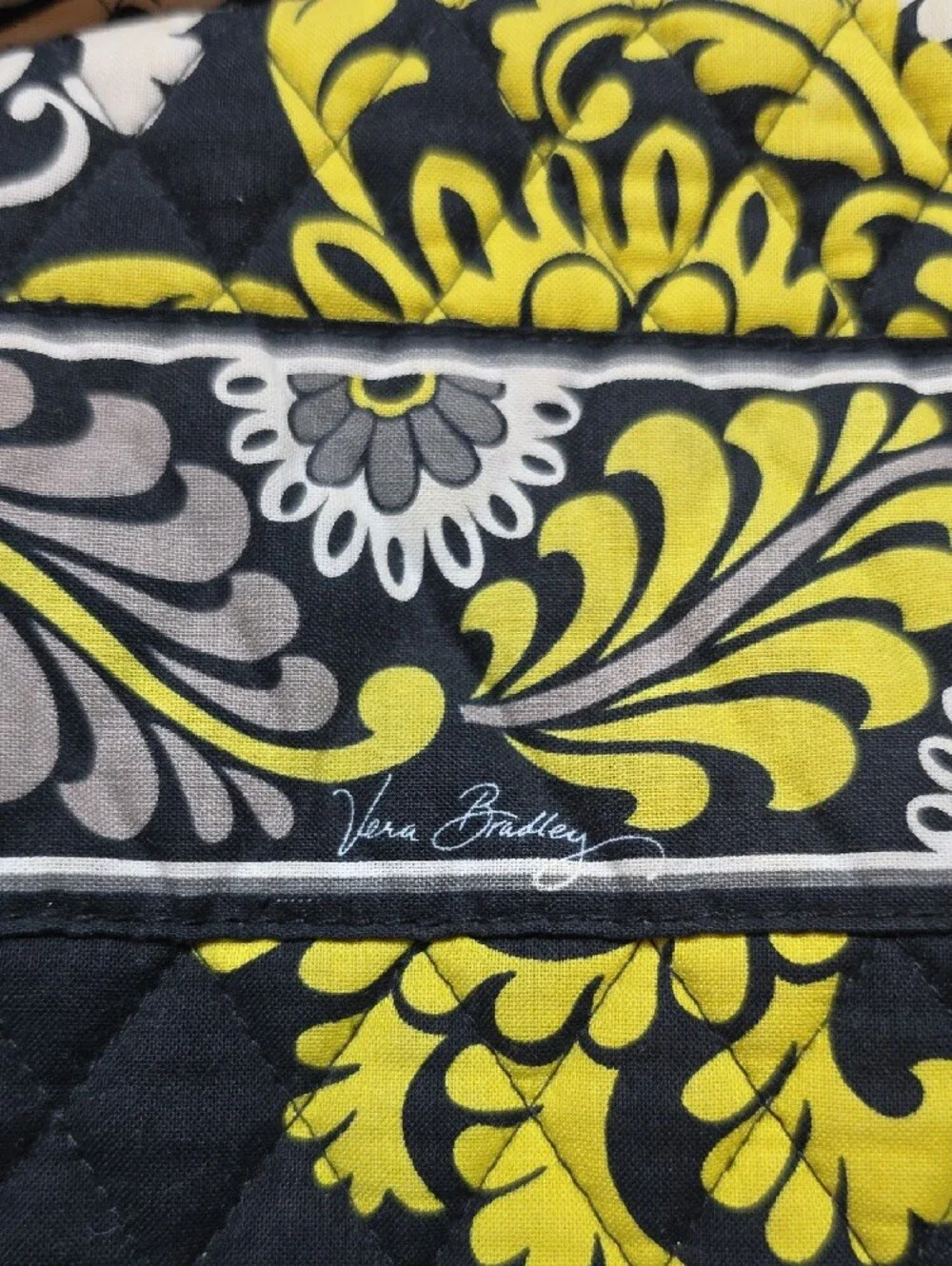 VERA BRADLEY | Quilted Floral Backpack Travel School Laptop Yellow Black Grey